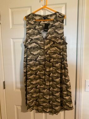 torrid Olive & Tan Camo Zip-Front Sleeveless Mini Dress